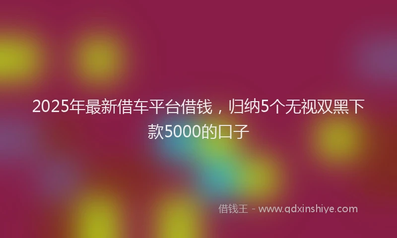 2025年最新借车平台借钱，归纳5个无视双黑下款5000的口子