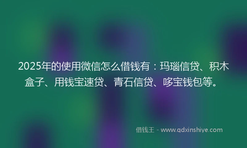 2025年的使用微信怎么借钱有：玛瑙信贷、积木盒子、用钱宝速贷、青石信贷、哆宝钱包等。