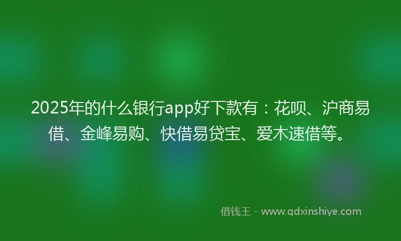 2025年的什么银行app好下款有：花呗、沪商易借、金峰易购、快借易贷宝、爱木速借等。