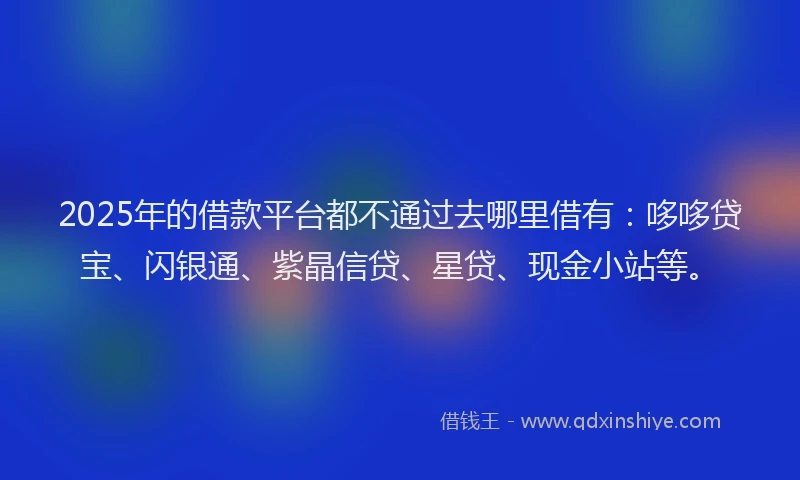 2025年的借款平台都不通过去哪里借有：哆哆贷宝、闪银通、紫晶信贷、星贷、现金小站等。