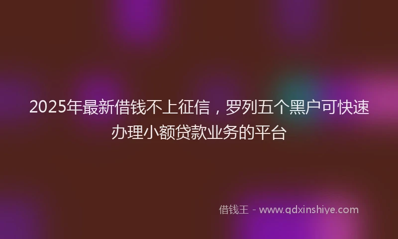 2025年最新借钱不上征信，罗列五个黑户可快速办理小额贷款业务的平台