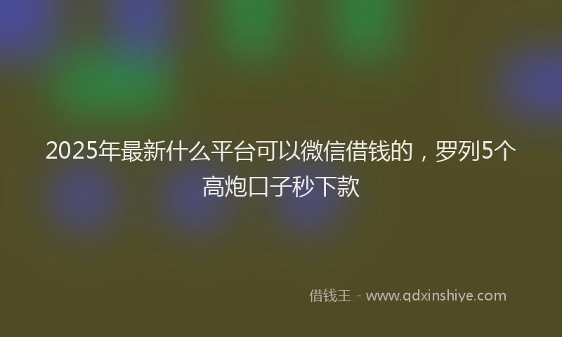 2025年最新什么平台可以微信借钱的，罗列5个高炮口子秒下款