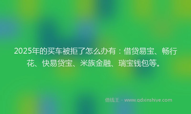 2025年的买车被拒了怎么办有：借贷易宝、畅行花、快易贷宝、米族金融、瑞宝钱包等。