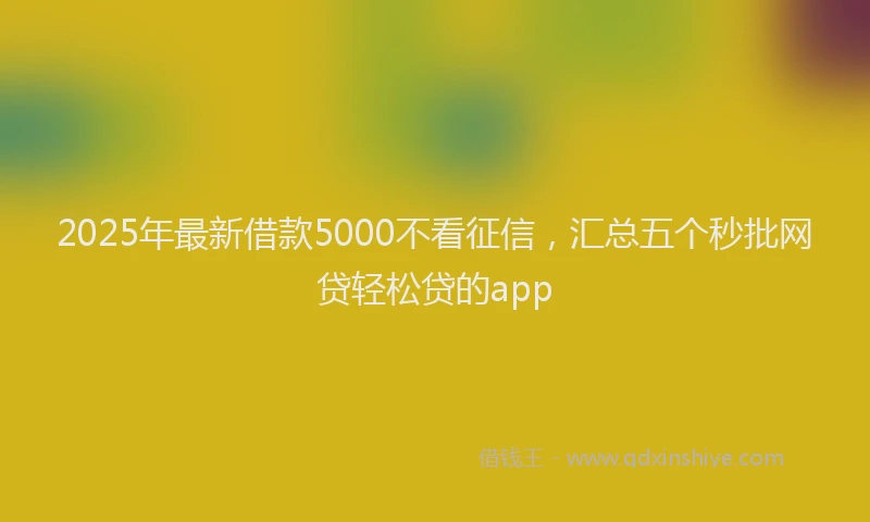 2025年最新借款5000不看征信，汇总五个秒批网贷轻松贷的app