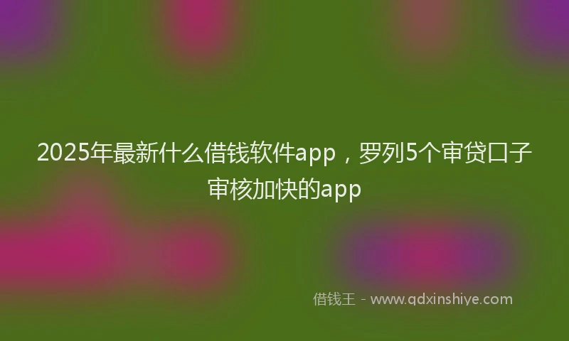 2025年最新什么借钱软件app，罗列5个审贷口子审核加快的app