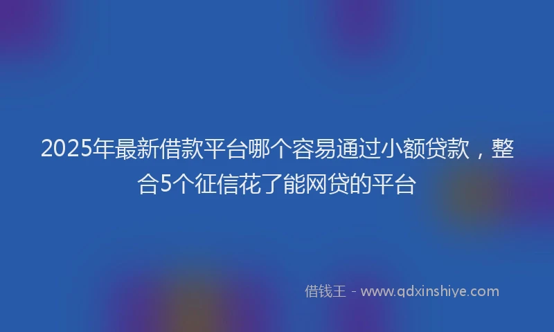 2025年最新借款平台哪个容易通过小额贷款，整合5个征信花了能网贷的平台