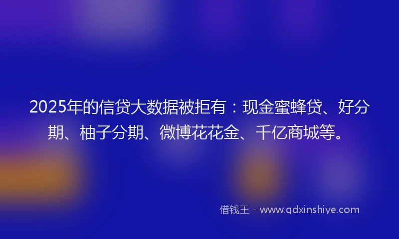 2025年的信贷大数据被拒有：现金蜜蜂贷、好分期、柚子分期、微博花花金、千亿商城等。