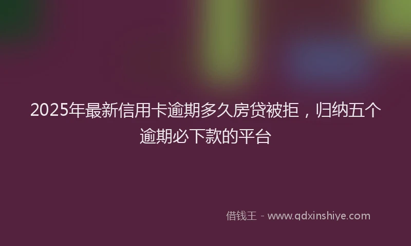2025年最新信用卡逾期多久房贷被拒，归纳五个逾期必下款的平台