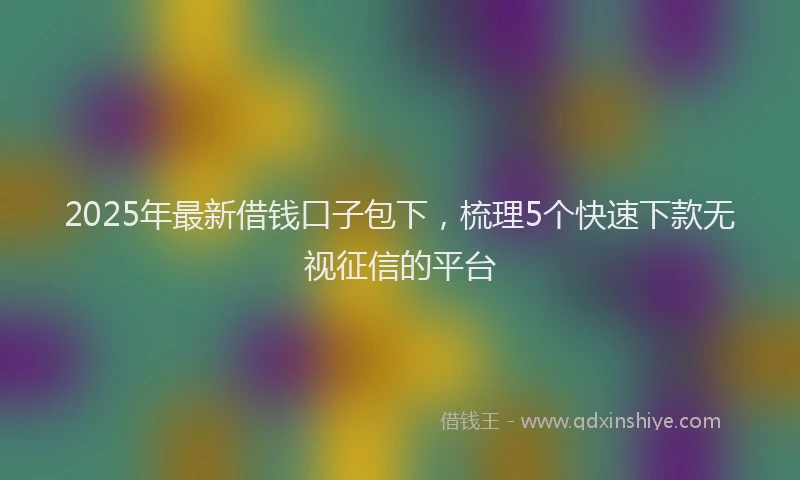 2025年最新借钱口子包下，梳理5个快速下款无视征信的平台