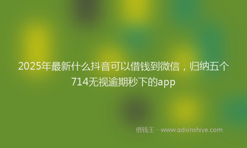2025年最新什么抖音可以借钱到微信，归纳五个714无视逾期秒下的app