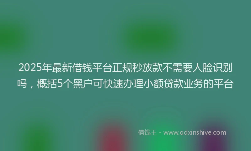 2025年最新借钱平台正规秒放款不需要人脸识别吗，概括5个黑户可快速办理小额贷款业务的平台