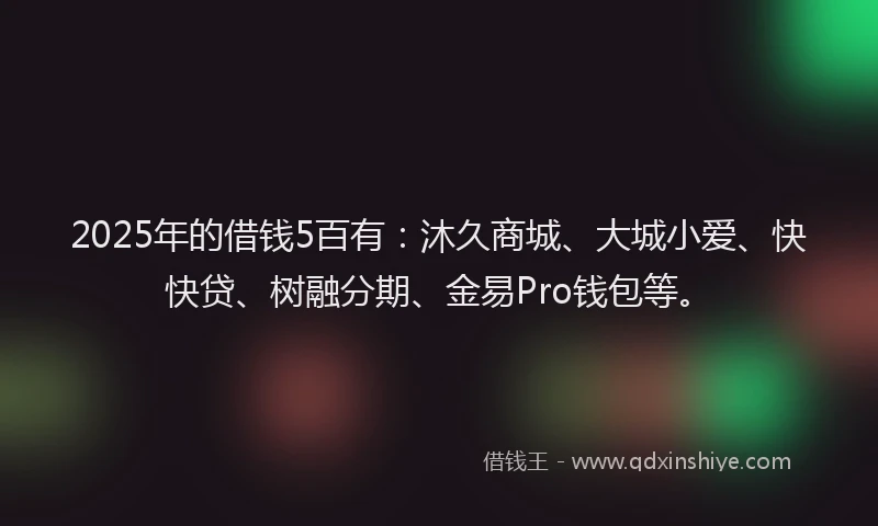 2025年的借钱5百有：沐久商城、大城小爱、快快贷、树融分期、金易Pro钱包等。