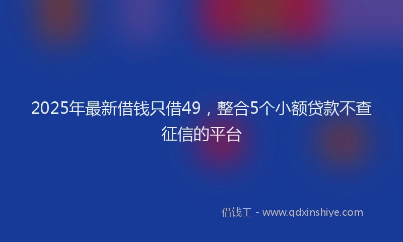 2025年最新借钱只借49，整合5个小额贷款不查征信的平台