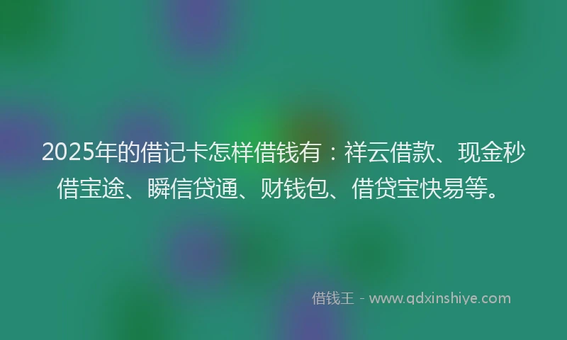 2025年的借记卡怎样借钱有：祥云借款、现金秒借宝途、瞬信贷通、财钱包、借贷宝快易等。