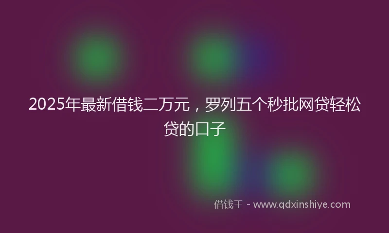 2025年最新借钱二万元，罗列五个秒批网贷轻松贷的口子