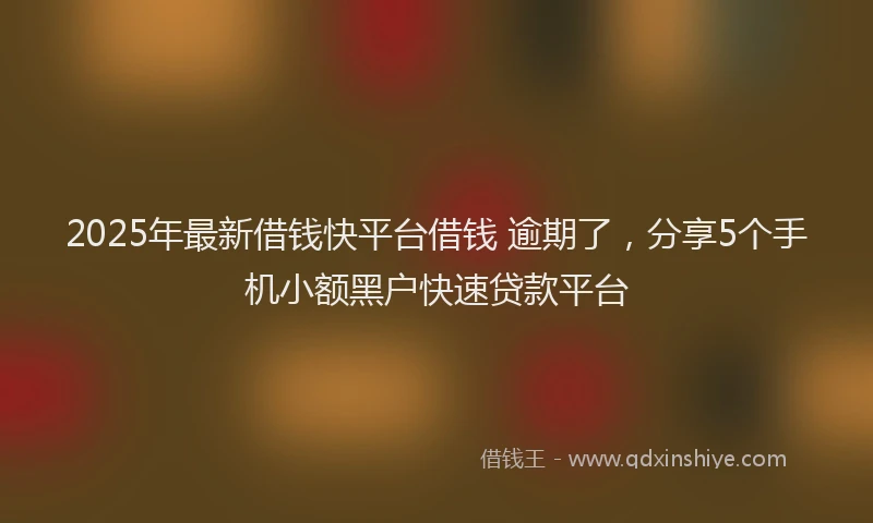 2025年最新借钱快平台借钱 逾期了，分享5个手机小额黑户快速贷款平台