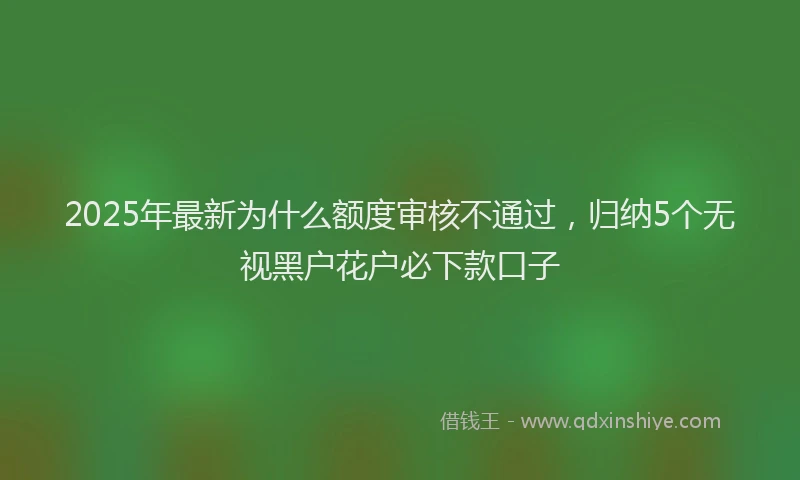 2025年最新为什么额度审核不通过，归纳5个无视黑户花户必下款口子