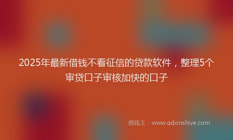 2025年最新借钱不看征信的贷款软件，整理5个审贷口子审核加快的口子