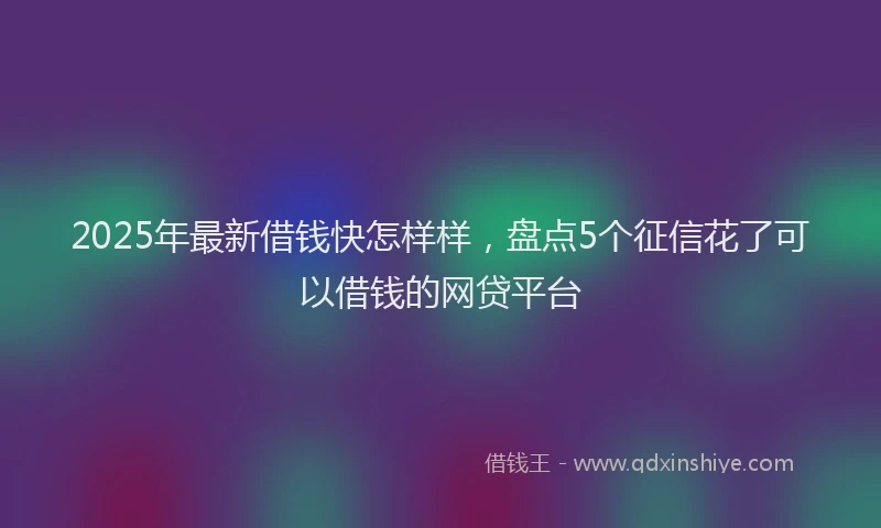 2025年最新借钱快怎样样，盘点5个征信花了可以借钱的网贷平台