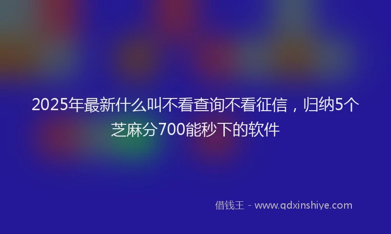 2025年最新什么叫不看查询不看征信，归纳5个芝麻分700能秒下的软件