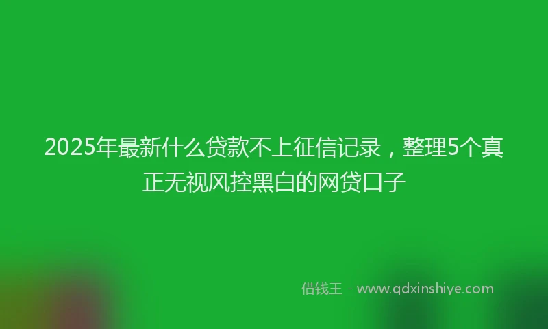 2025年最新什么贷款不上征信记录，整理5个真正无视风控黑白的网贷口子