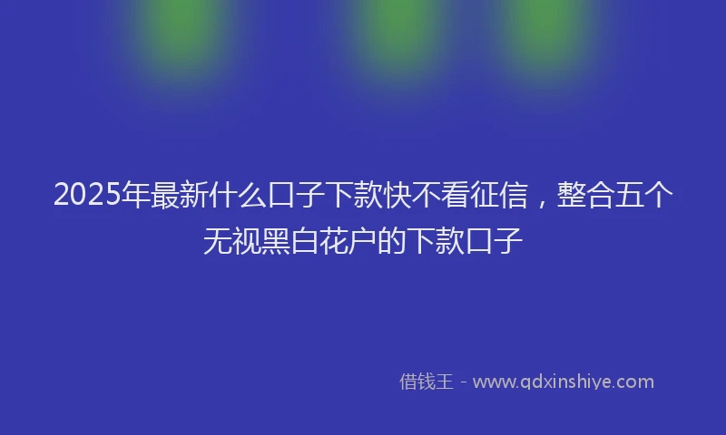 2025年最新什么口子下款快不看征信，整合五个无视黑白花户的下款口子