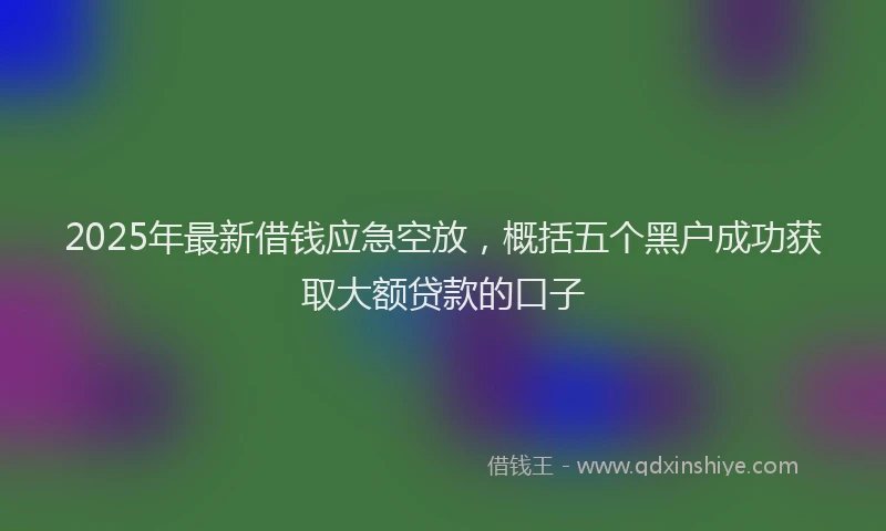2025年最新借钱应急空放，概括五个黑户成功获取大额贷款的口子