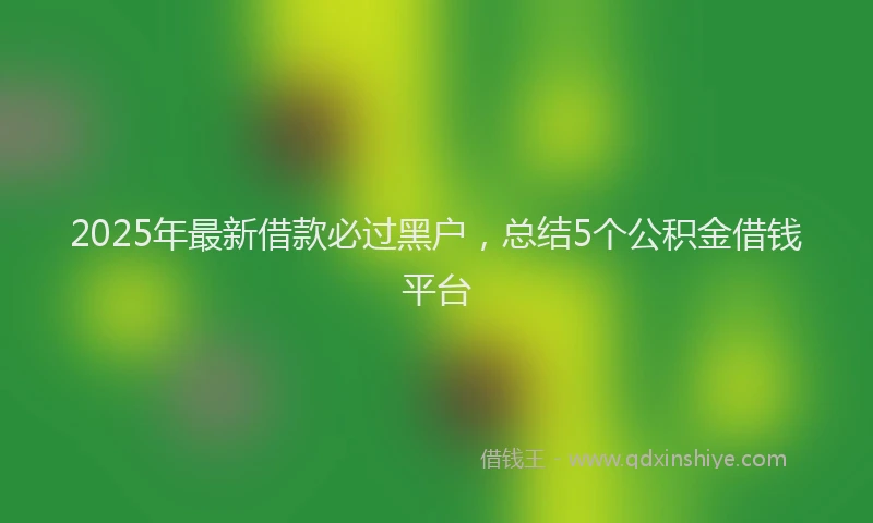 2025年最新借款必过黑户，总结5个公积金借钱平台