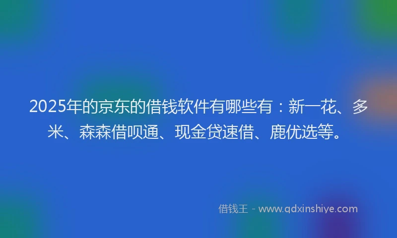 2025年的京东的借钱软件有哪些有：新一花、多米、森森借呗通、现金贷速借、鹿优选等。