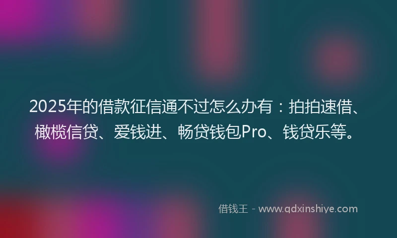 2025年的借款征信通不过怎么办有：拍拍速借、橄榄信贷、爱钱进、畅贷钱包Pro、钱贷乐等。