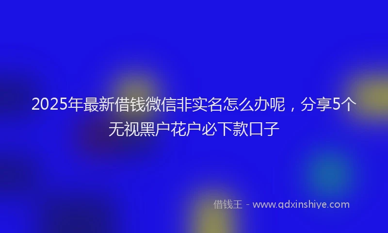 2025年最新借钱微信非实名怎么办呢，分享5个无视黑户花户必下款口子