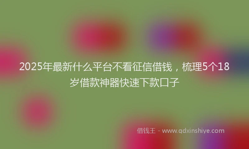2025年最新什么平台不看征信借钱，梳理5个18岁借款神器快速下款口子
