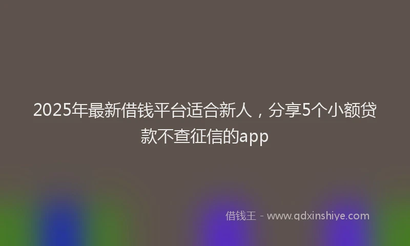 2025年最新借钱平台适合新人，分享5个小额贷款不查征信的app