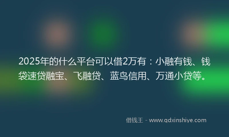 2025年的什么平台可以借2万有：小融有钱、钱袋速贷融宝、飞融贷、蓝鸟信用、万通小贷等。