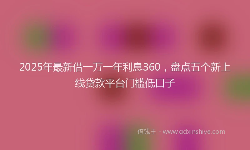 2025年最新借一万一年利息360，盘点五个新上线贷款平台门槛低口子