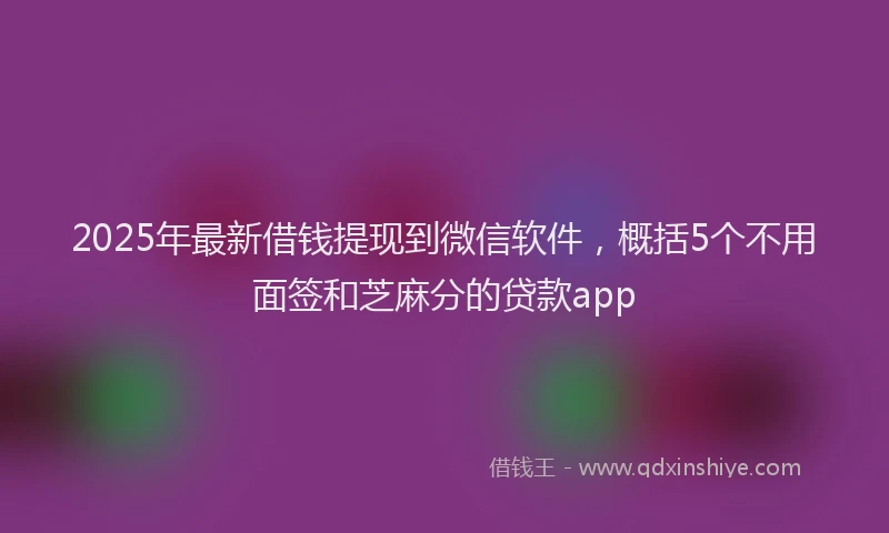 2025年最新借钱提现到微信软件，概括5个不用面签和芝麻分的贷款app