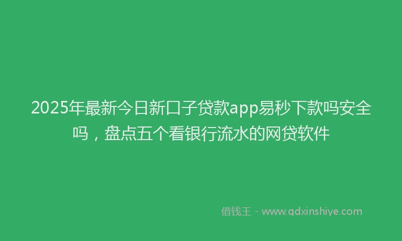 2025年最新今日新口子贷款app易秒下款吗安全吗，盘点五个看银行流水的网贷软件