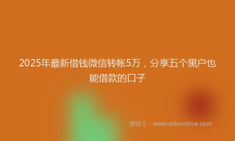 2025年最新借钱微信转帐5万，分享五个黑户也能借款的口子