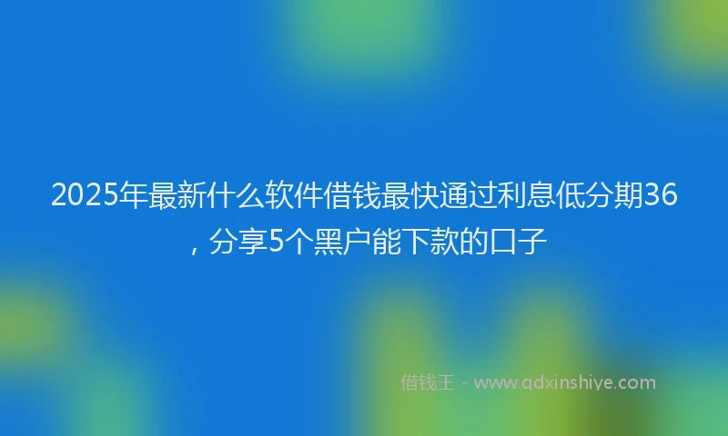 2025年最新什么软件借钱最快通过利息低分期36，分享5个黑户能下款的口子