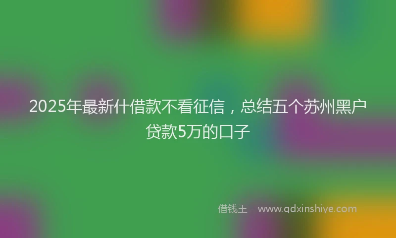 2025年最新什借款不看征信，总结五个苏州黑户贷款5万的口子