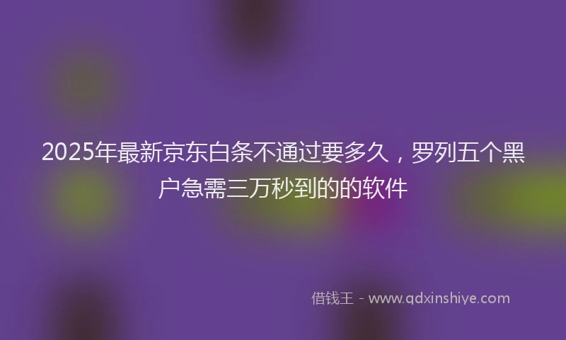 2025年最新京东白条不通过要多久，罗列五个黑户急需三万秒到的的软件