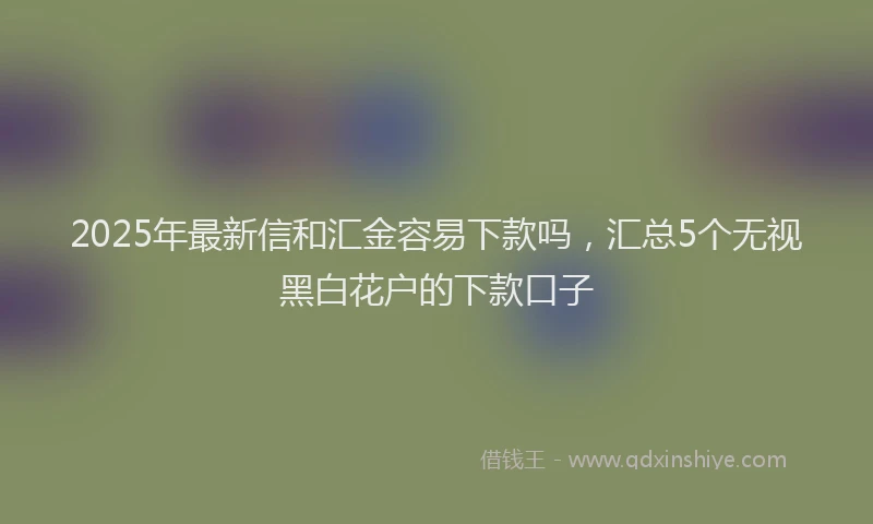 2025年最新信和汇金容易下款吗，汇总5个无视黑白花户的下款口子