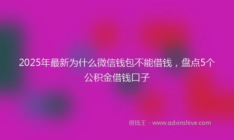2025年最新为什么微信钱包不能借钱，盘点5个公积金借钱口子