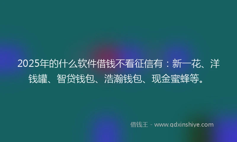 2025年的什么软件借钱不看征信有：新一花、洋钱罐、智贷钱包、浩瀚钱包、现金蜜蜂等。