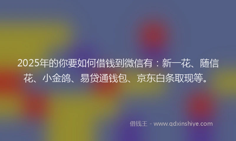 2025年的你要如何借钱到微信有:新一花、随信花、小金鸽、易贷通钱包、京东白条取现等。