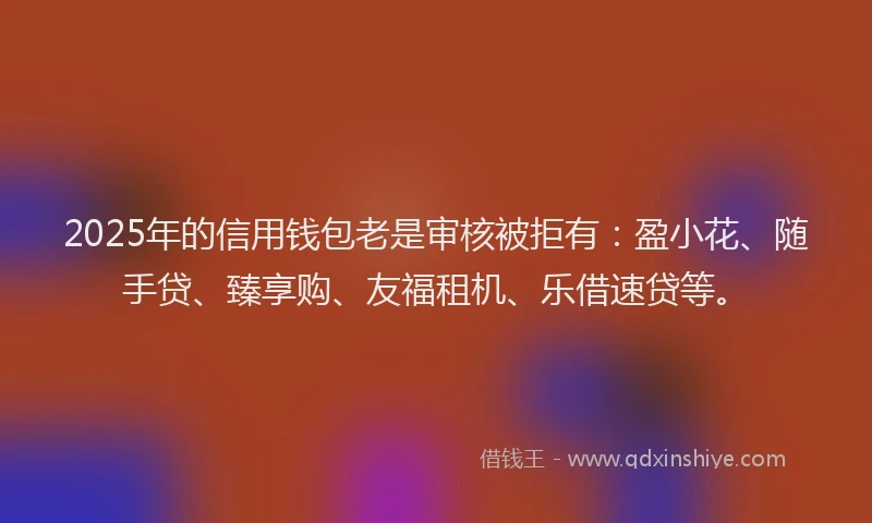 2025年的信用钱包老是审核被拒有：盈小花、随手贷、臻享购、友福租机、乐借速贷等。