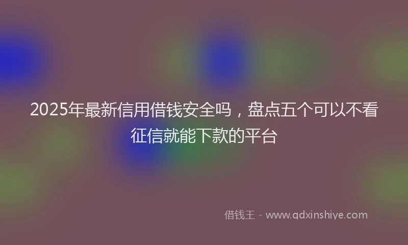 2025年最新信用借钱安全吗，盘点五个可以不看征信就能下款的平台