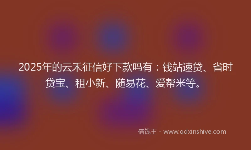 2025年的云禾征信好下款吗有：钱站速贷、省时贷宝、租小新、随易花、爱帮米等。