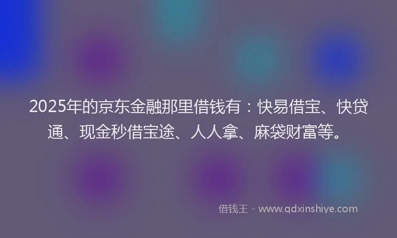 2025年的京东金融那里借钱有：快易借宝、快贷通、现金秒借宝途、人人拿、麻袋财富等。