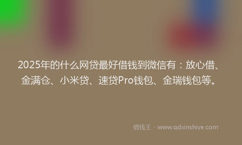 2025年的什么网贷最好借钱到微信有：放心借、金满仓、小米贷、速贷Pro钱包、金瑞钱包等。